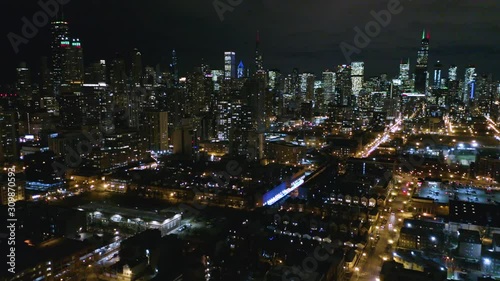 Wallpaper Mural CTA Holiday Train Approaches Downtown Chicago at Night Torontodigital.ca