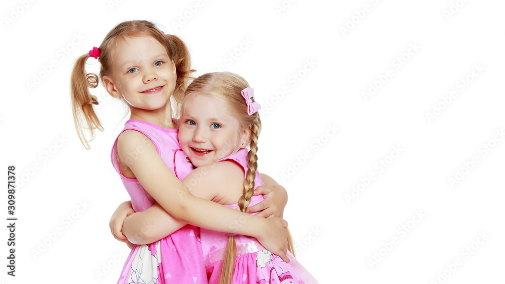 Two cute little girls in full growth Two cute little girls in full growth