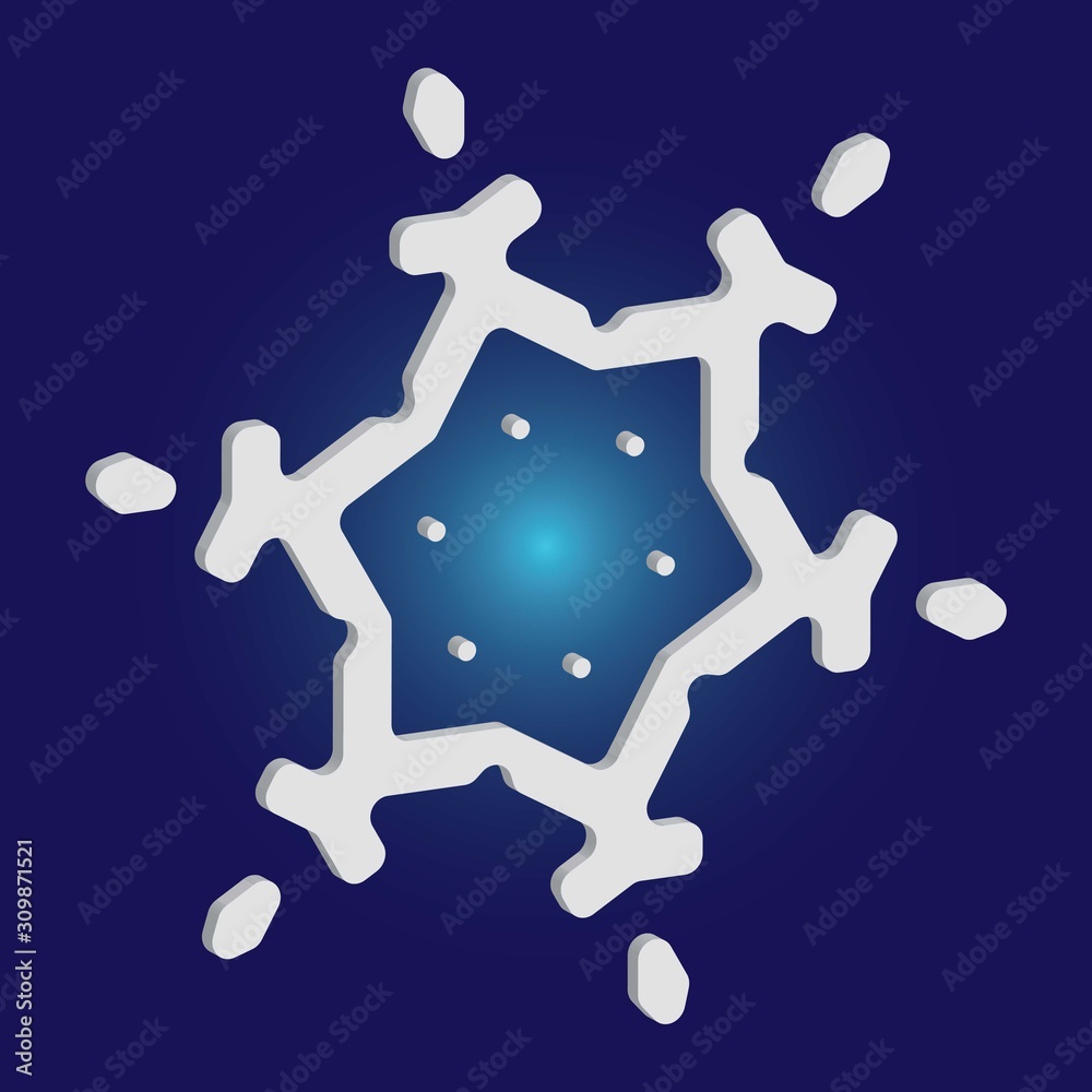 Isolated falling snowflake on blue background. Isolated falling snowflake on blue background.