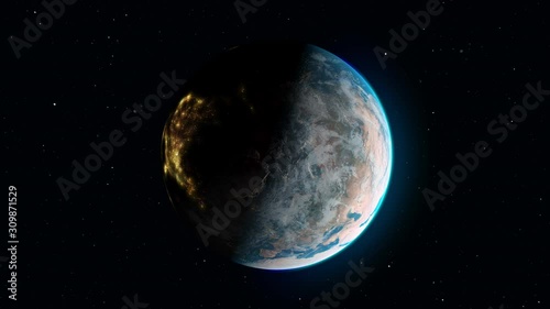 Time lapse of the Earth going from day to night like an abstract clock in fast rotation - loop