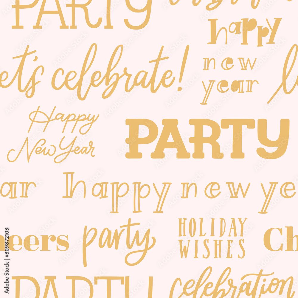 Vector Pink and gold typography celebration seamless pattern Vector Pink and gold typography celebration seamless pattern
