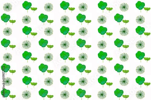 Seamless pattern image of leaves of lotus on white
