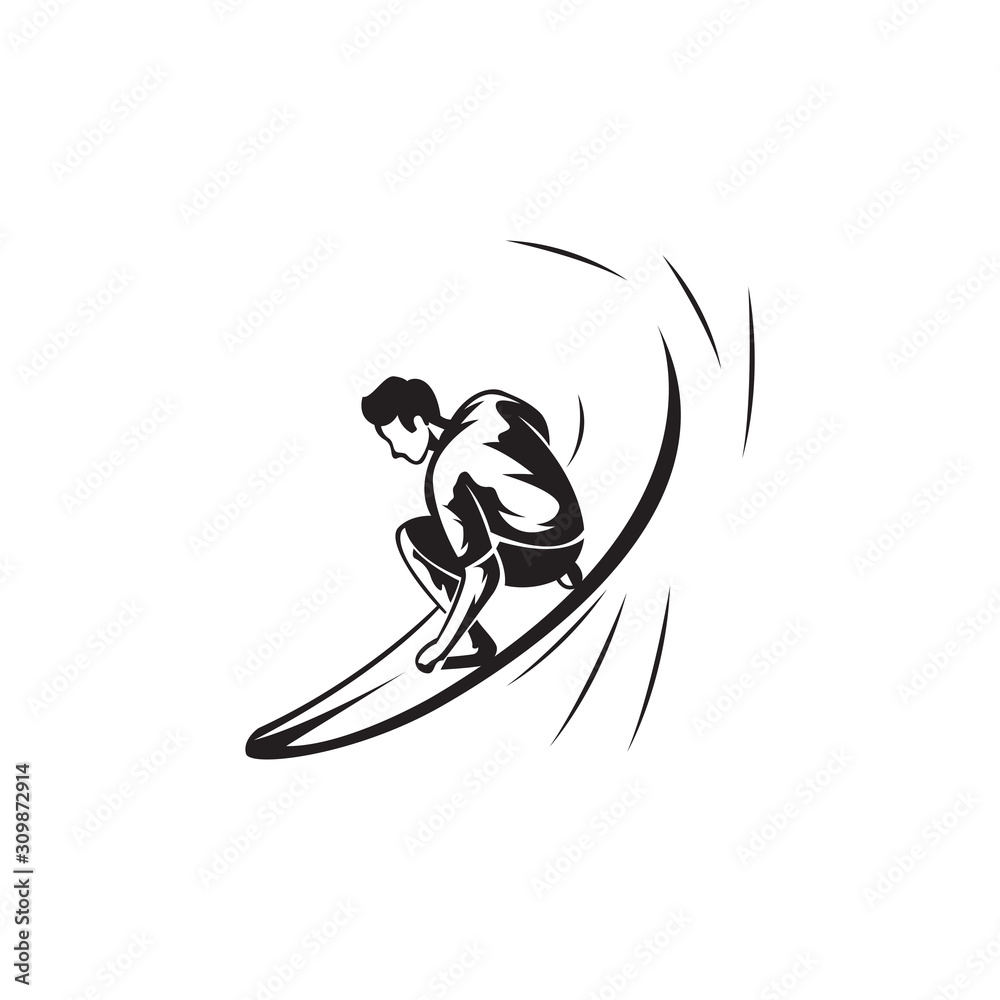 surfing people vector illustration silhouette
