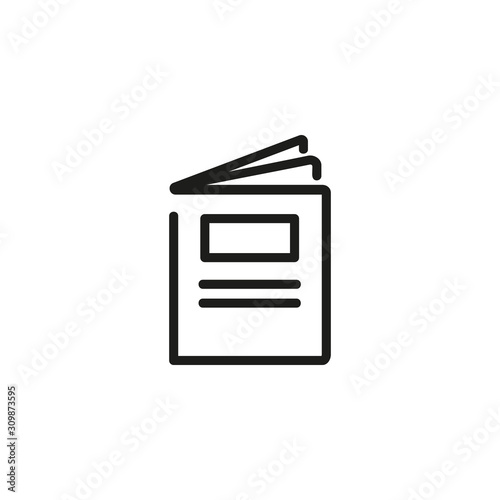 Brochure thin line icon. Book, leaflet isolated outline sign. Booklet concept. Vector illustration symbol element for web design and apps