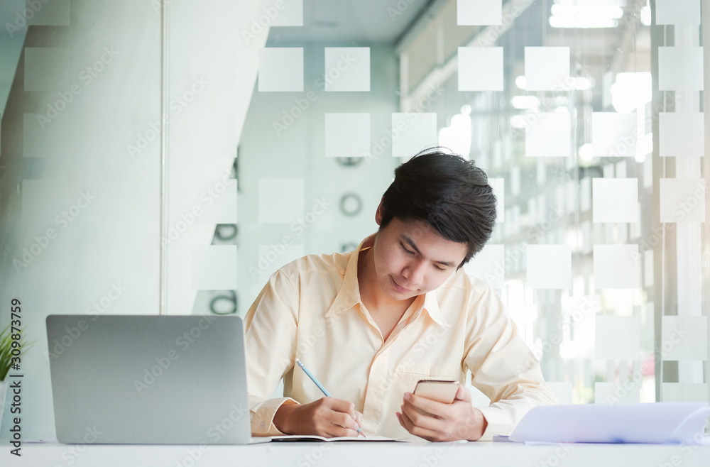 Business working in office with documents and laptop people Consulting and business planning.