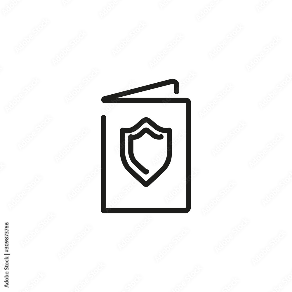 Security protocol thin line icon. Shield, network, certificate isolated outline sign. Booklet and security concept. Vector illustration symbol element for web design and apps