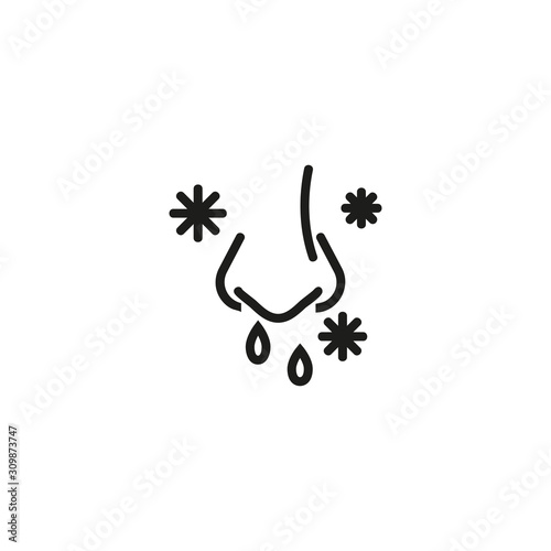 Running nose thin line icon. Allergic symptoms, disease isolated outline sign. Allergy concept. Vector illustration symbol element for web design and apps