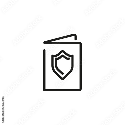 Security protocol thin line icon. Shield, network, certificate isolated outline sign. Booklet and security concept. Vector illustration symbol element for web design and apps