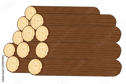 Vector logs of fire wood isolated on white