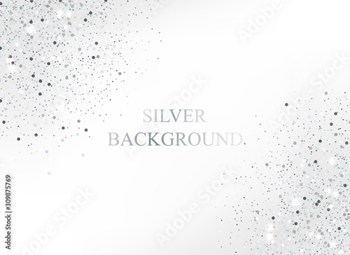 Luxury silver glitter dust in corner for holidays.