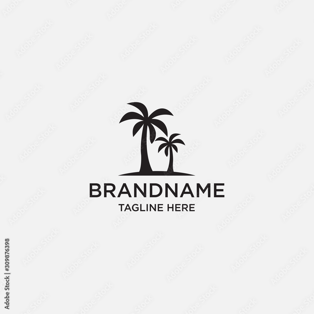 simple abstract palm tree in black color for business logo design inspiration