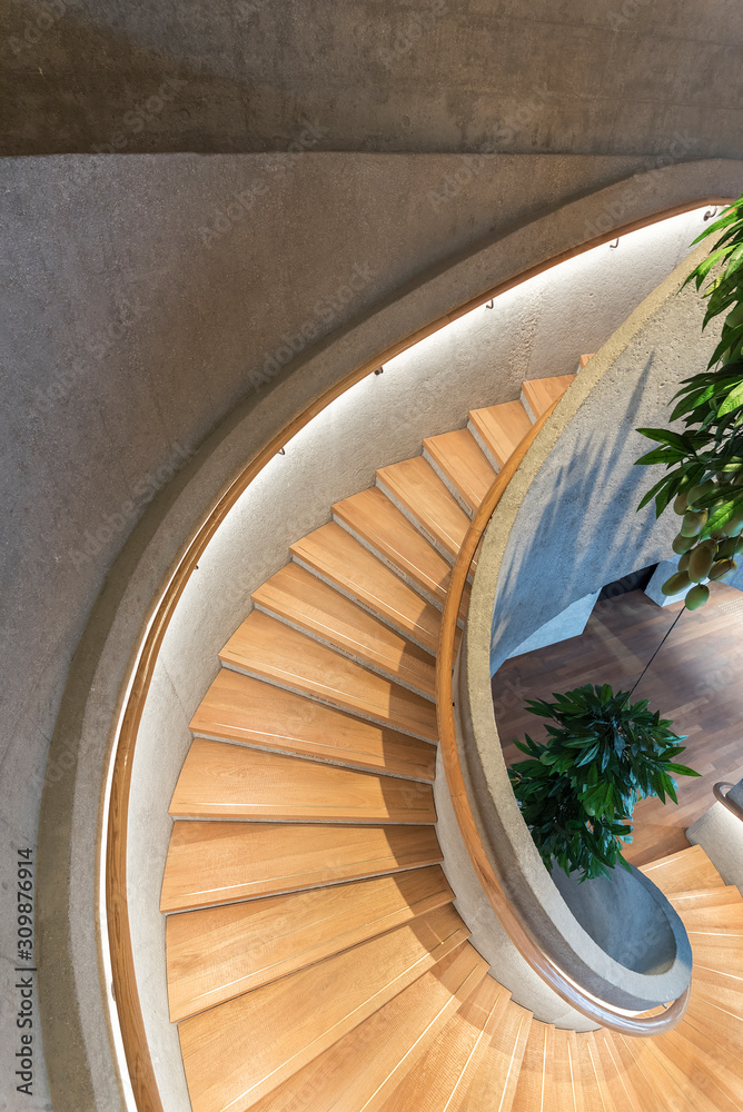 Fototapeta premium Spiral staircase, viewed from top