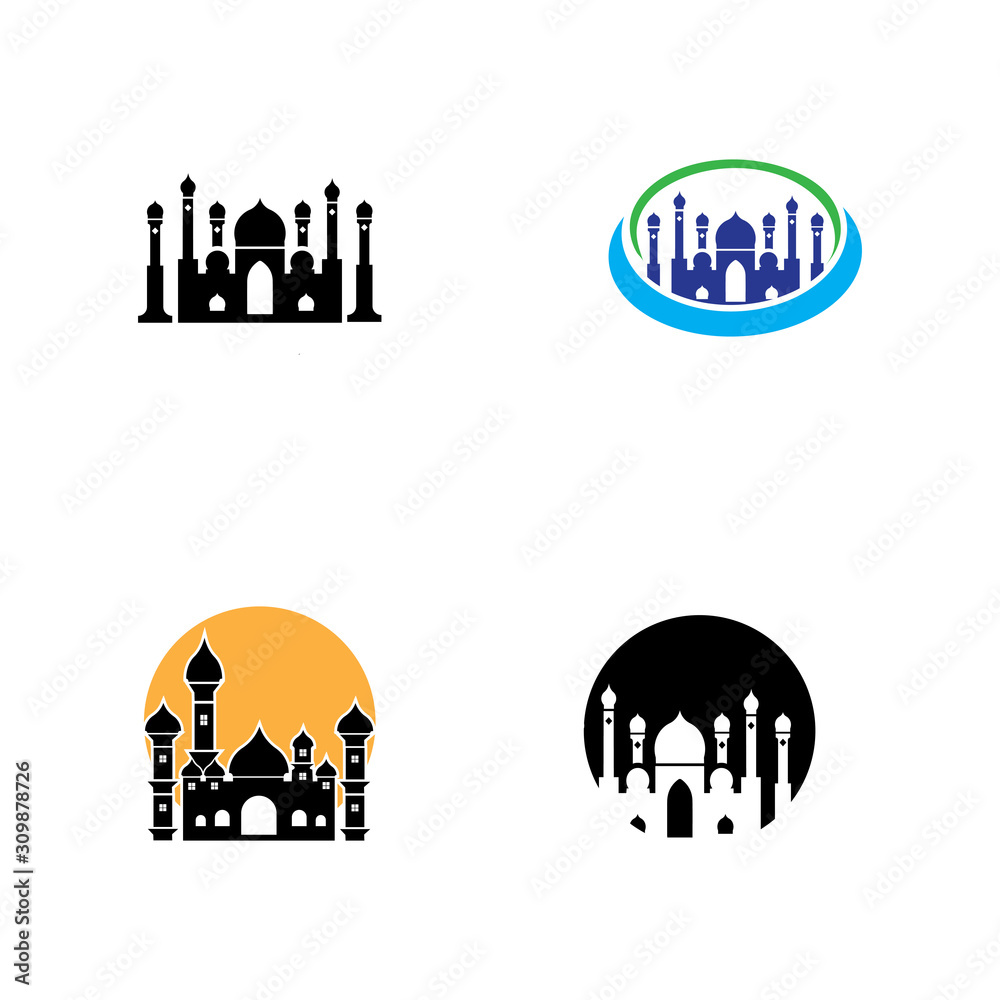 islamic mosque logo vector icon template