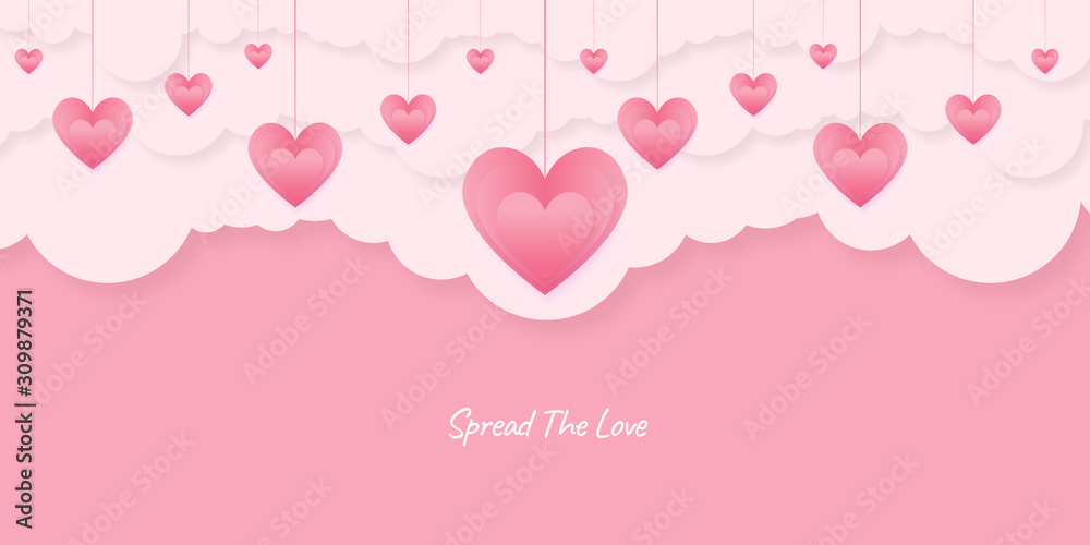 Abstract heart background greeting card vector paper cut