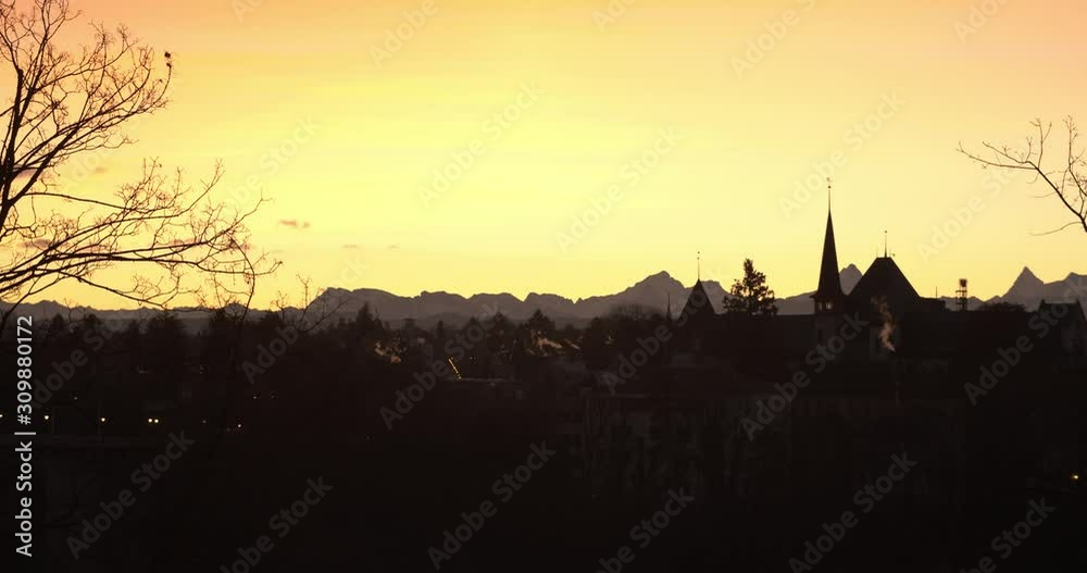 Bundeshaus in Bern at Sunrise. 4K. House where the National Council and Council of States in Switzerland are. Bundeshaus in Bern at Sunrise. 4K. House where the National Council and Council of States in Switzerland are.