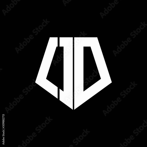 OD logo monogram with pentagon shape style design template