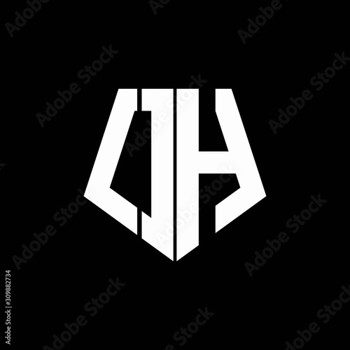 OH logo monogram with pentagon shape style design template