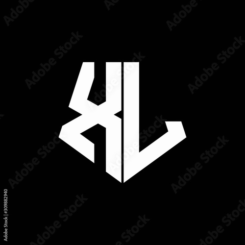 XL logo monogram with pentagon shape style design template