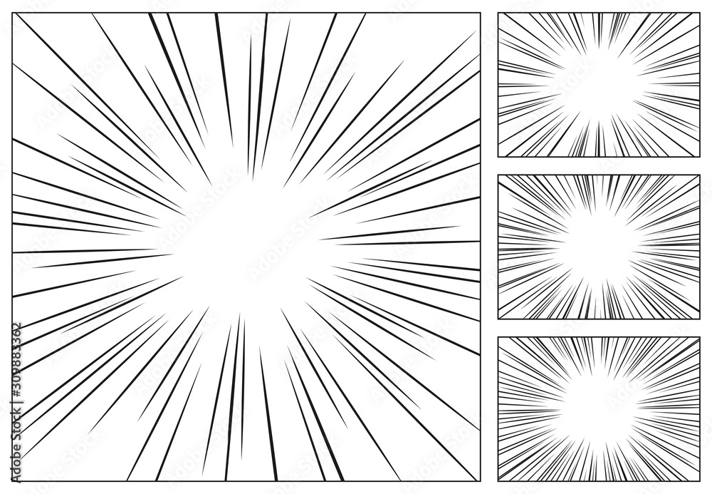 Obraz premium マンガの背景、集中線セット