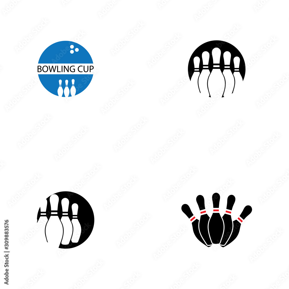 Obraz premium Bowling icon silhouette logo on white background