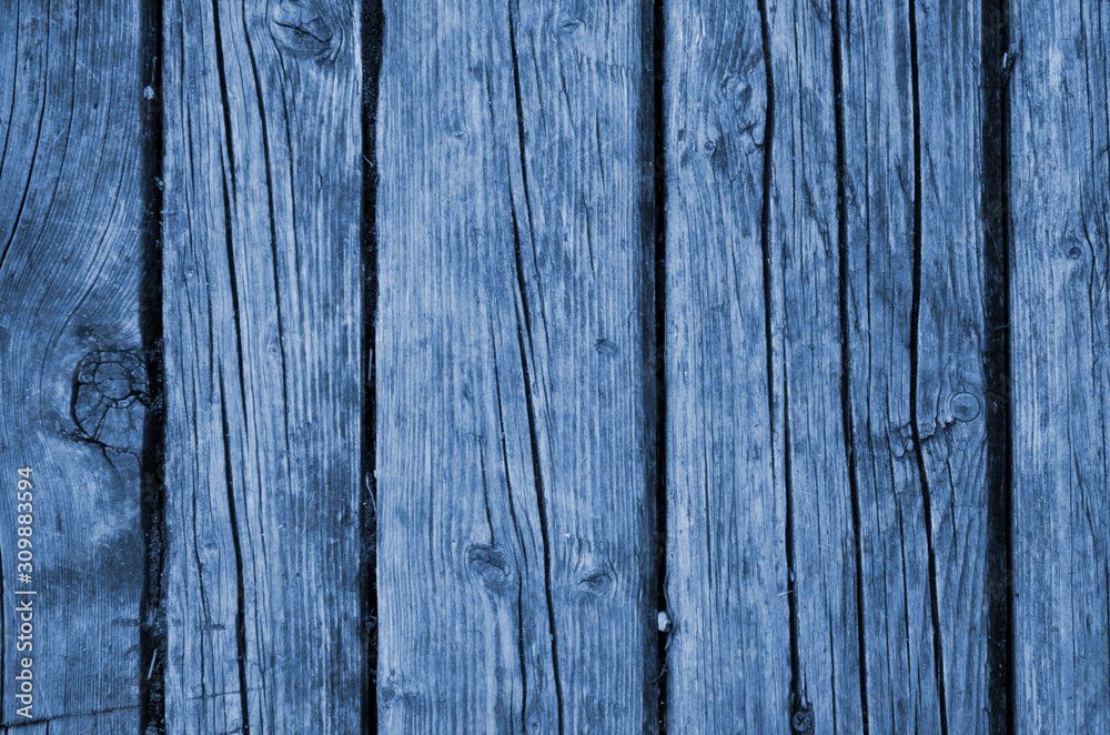 Fototapeta premium The blue wood texture with natural patterns. Classic Blue color. Color of the year 2020. Trendy color.