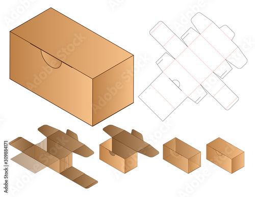 Box packaging die cut template design. 3d mock-up