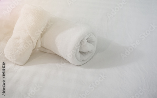 White Towels on white bedclothes