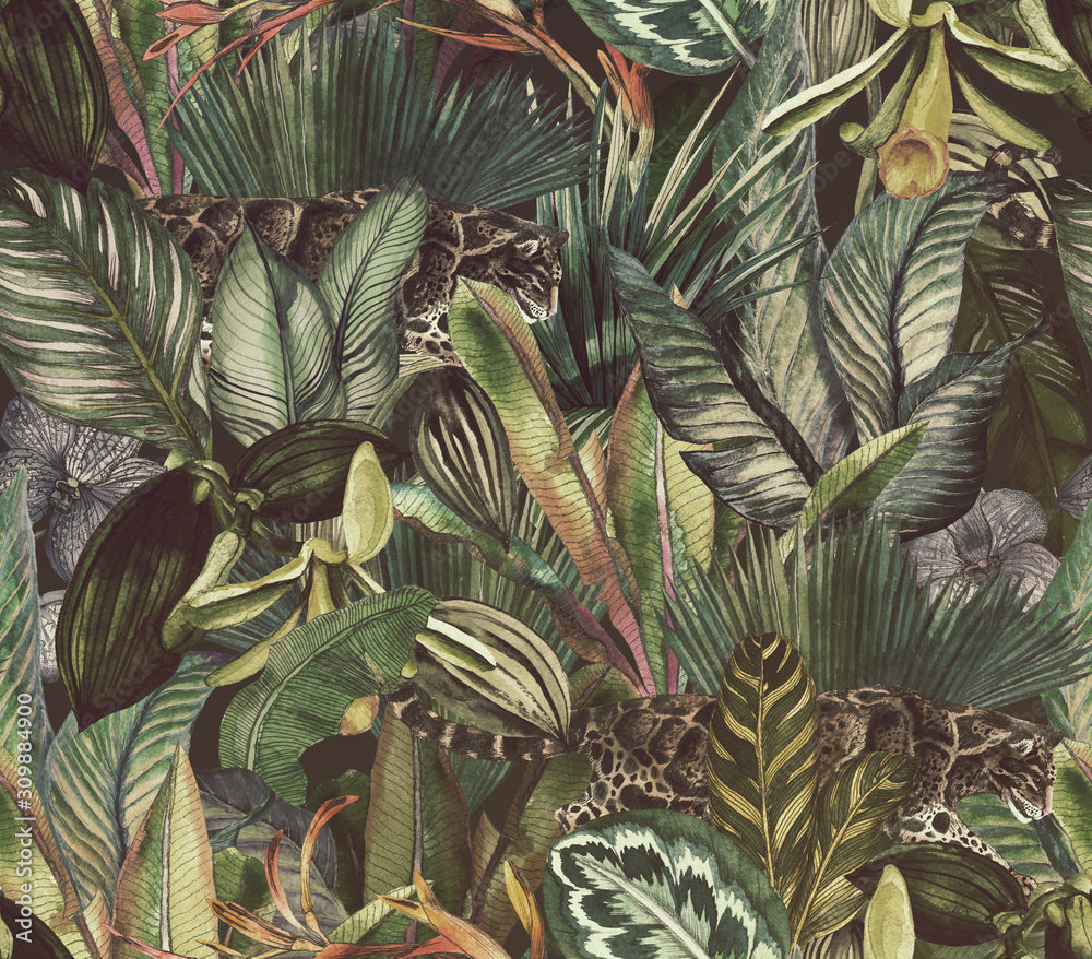 Obraz premium Tropikalne kwiaty w dżungli