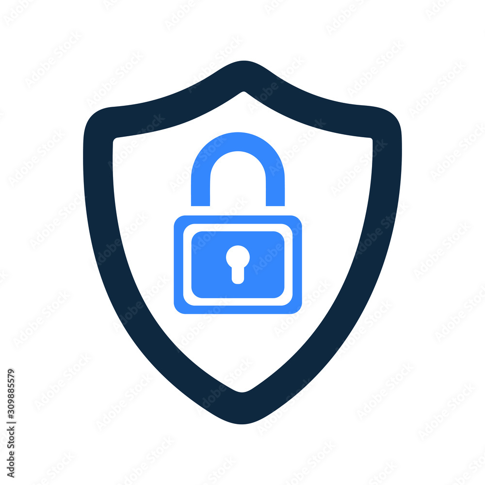 Padlock in security shield, Lock, protection, security icon logo Padlock in security shield, Lock, protection, security icon logo