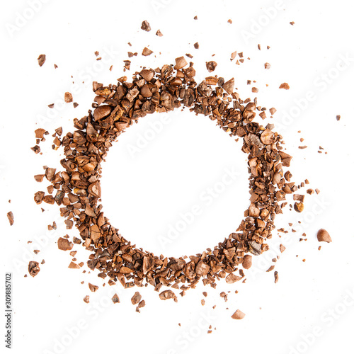 Coffee bean splash broken explosion circle isolated on white background food drink object design