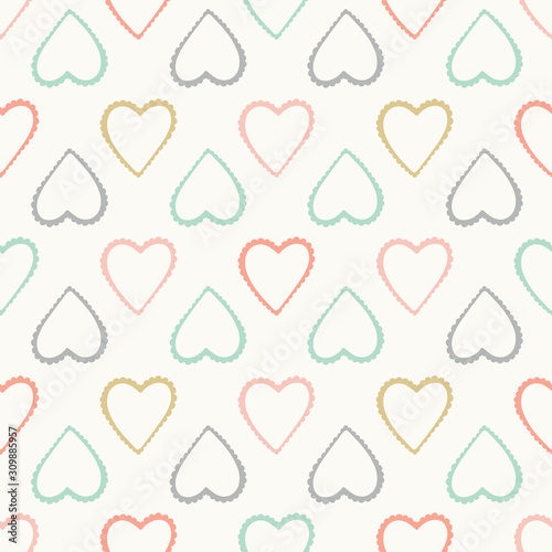 Vector pastel heart seamless repeat pattern background.