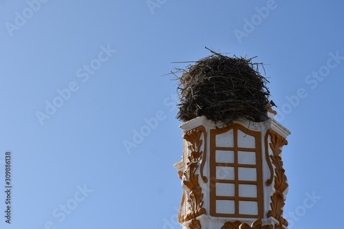 two white storks in the nest