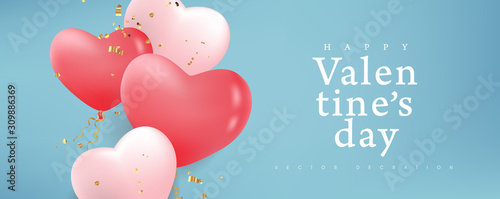 Valentines day background with Heart Shaped Balloons. Vector illustration.banners.Wallpaper.flyers, invitation, posters, brochure, voucher discount.