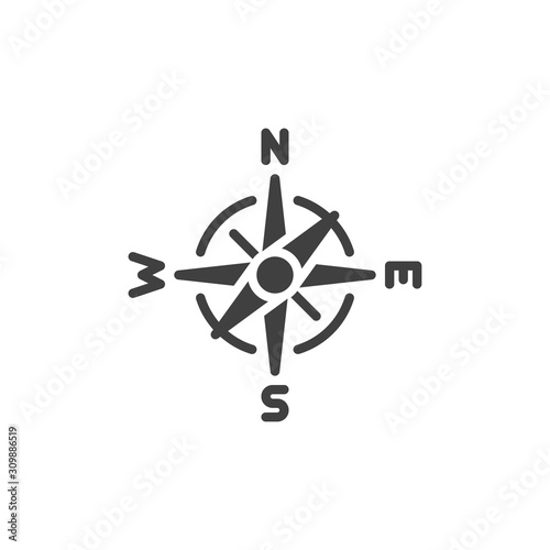 Compass wind rose vector icon. filled flat sign for mobile concept and web design. Geography science compass glyph icon. Symbol, logo illustration. Vector graphics