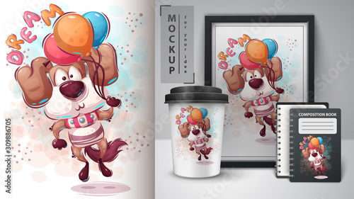 Fly dog poster and merchandising