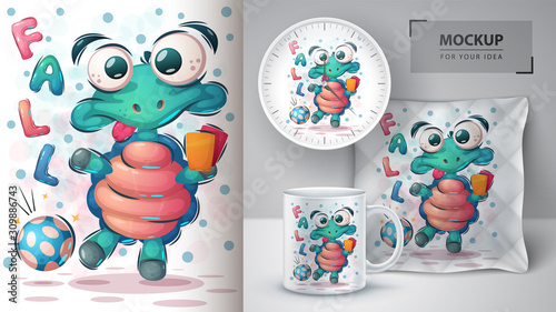 Turtle play football poster and merchandising