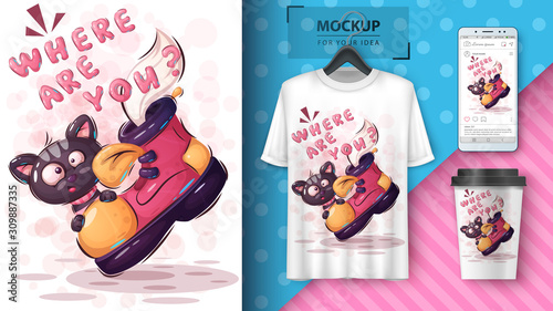 Cute kitty poster and merchandising