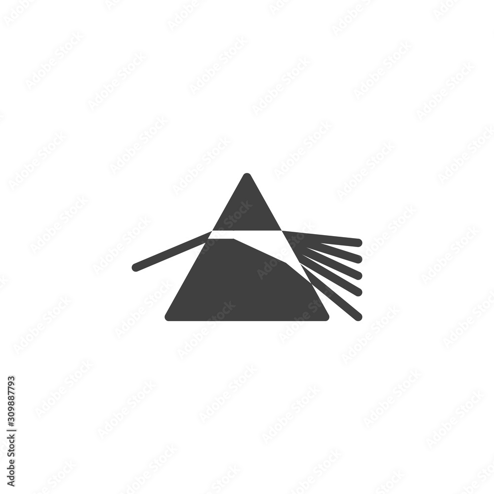 Prism dispersing light vector icon. filled flat sign for mobile concept and web design. Prism refraction rays glyph icon. Physics symbol, logo illustration. Vector graphics Prism dispersing light vector icon. filled flat sign for mobile concept and web design. Prism refraction rays glyph icon. Physics symbol, logo illustration. Vector graphics