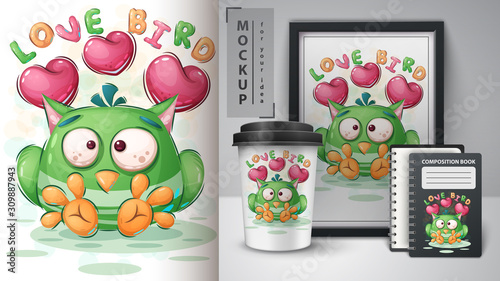 Love bird poster and merchandising