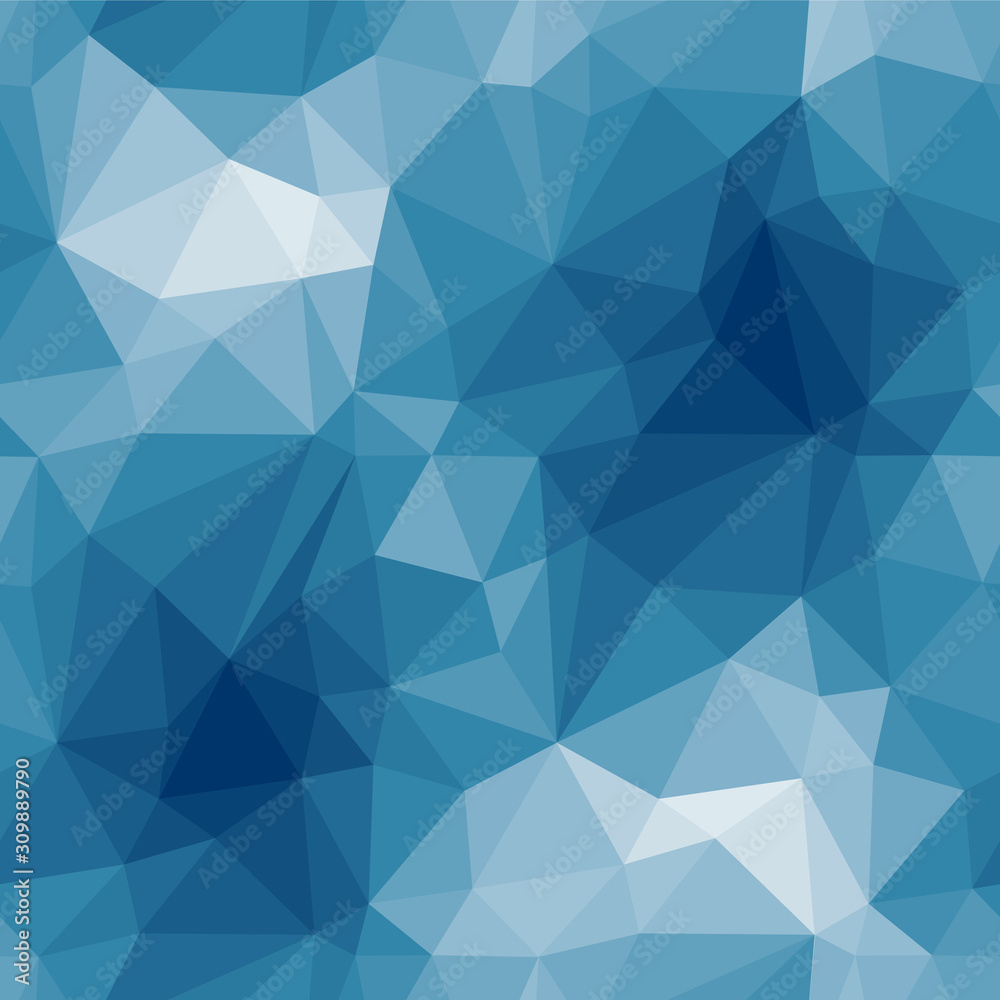 Fototapeta premium Blue triangle vector texture. Polygonal seamless pattern. Geometric abstract background.