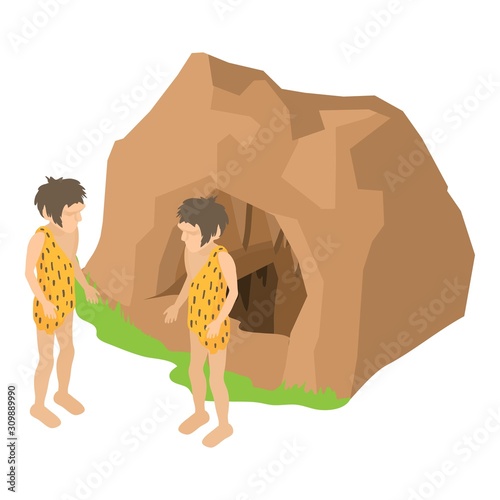 Cave man icon. Isometric illustration of cave man vector icon for web