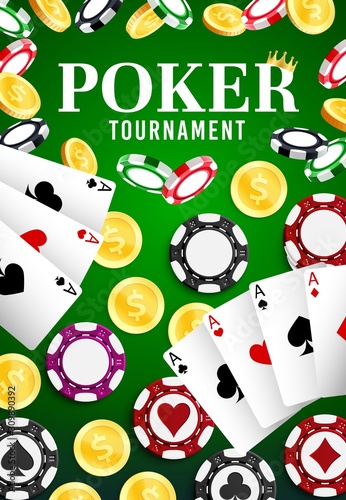 Casino poker game, professional gamble game and jackpot dollars money win. Vector online casino gambling, wheel of fortune lucky slot machine, playing cards, chips and dice