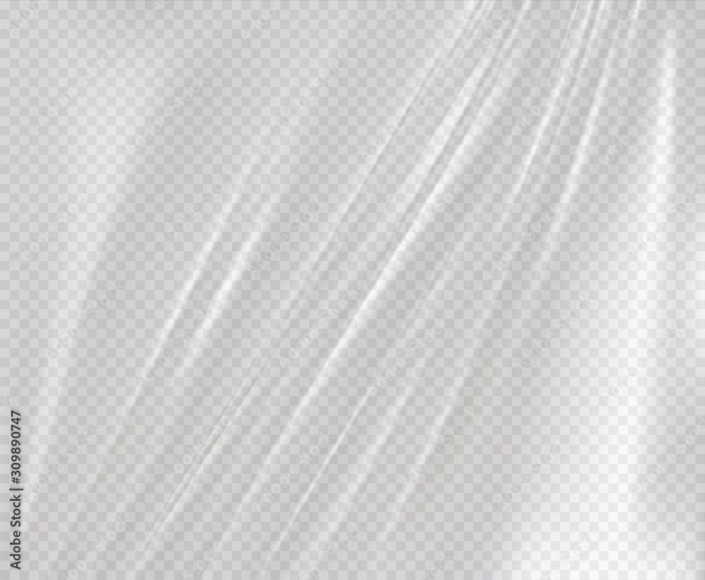 Transparent background, plastic folds effect. Vector illustration