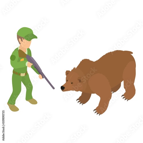 Forest hunting icon. Isometric illustration of forest hunting vector icon for web