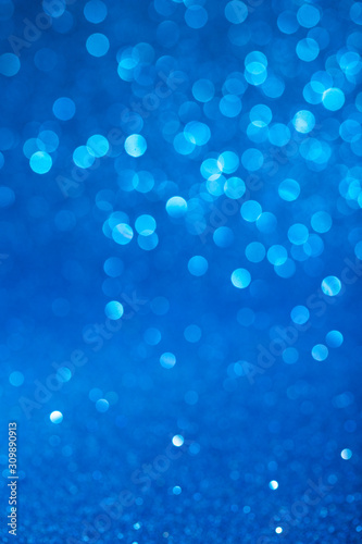 Beautiful blue bokeh background. Color of the year 2020.