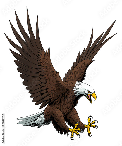 Print op canvas Flying bald eagle