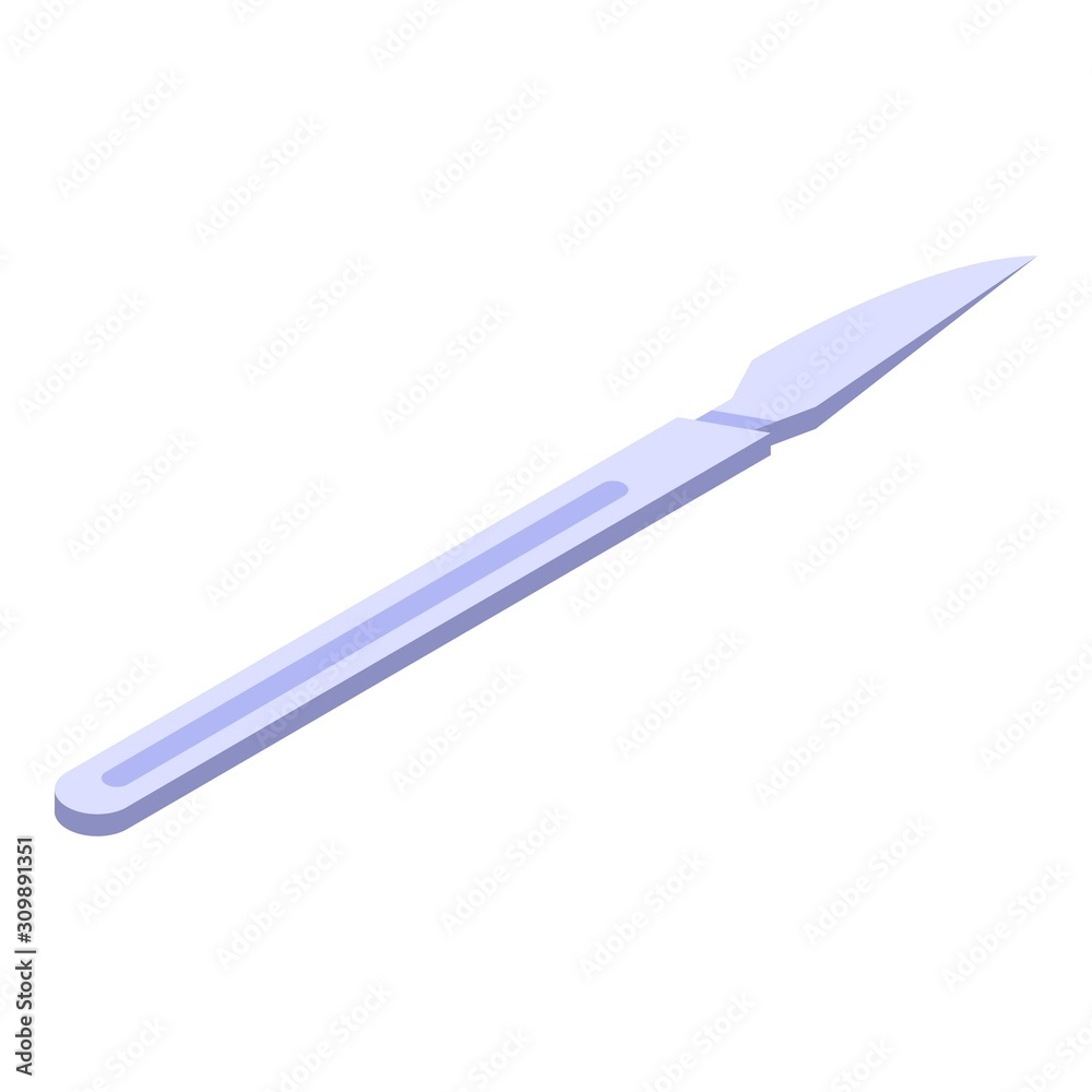 Steel scalpel icon. Isometric of steel scalpel vector icon for web design isolated on white background Steel scalpel icon. Isometric of steel scalpel vector icon for web design isolated on white background