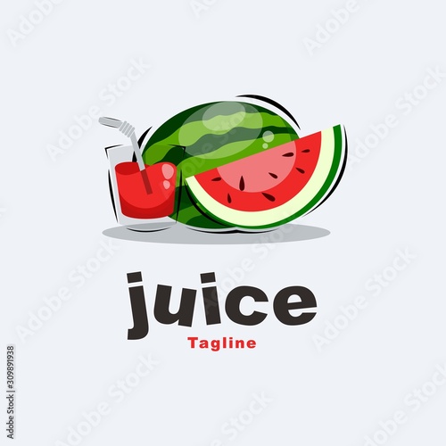 watermelon juice logo design premium