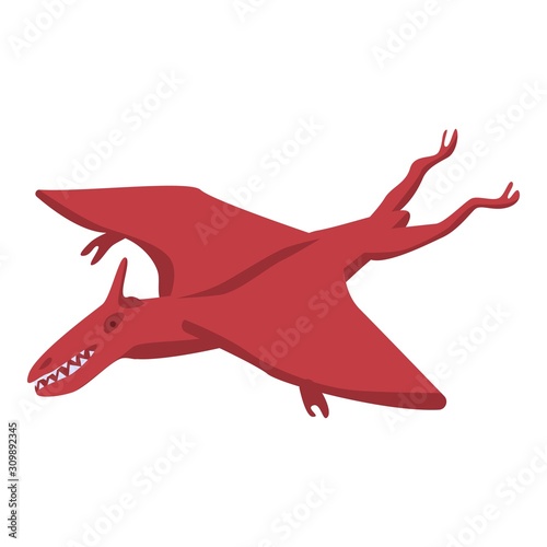 Flying red dinosaur icon. Isometric of flying red dinosaur vector icon for web design isolated on white background