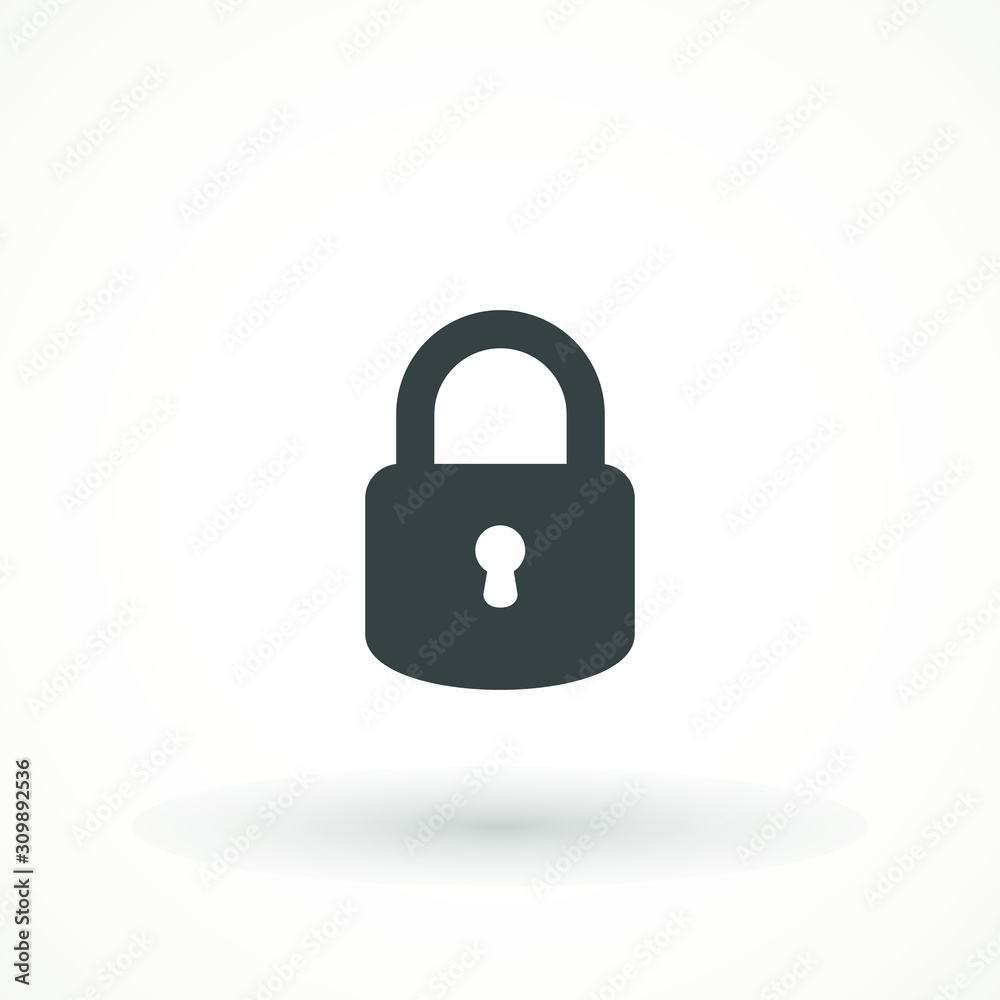 Padlock icon template. Lock icon Silhouette padlock for applications, sites. Private access, restricted access. Security symbol vector sign isolated on white Padlock icon template. Lock icon Silhouette padlock for applications, sites. Private access, restricted access. Security symbol vector sign isolated on white
